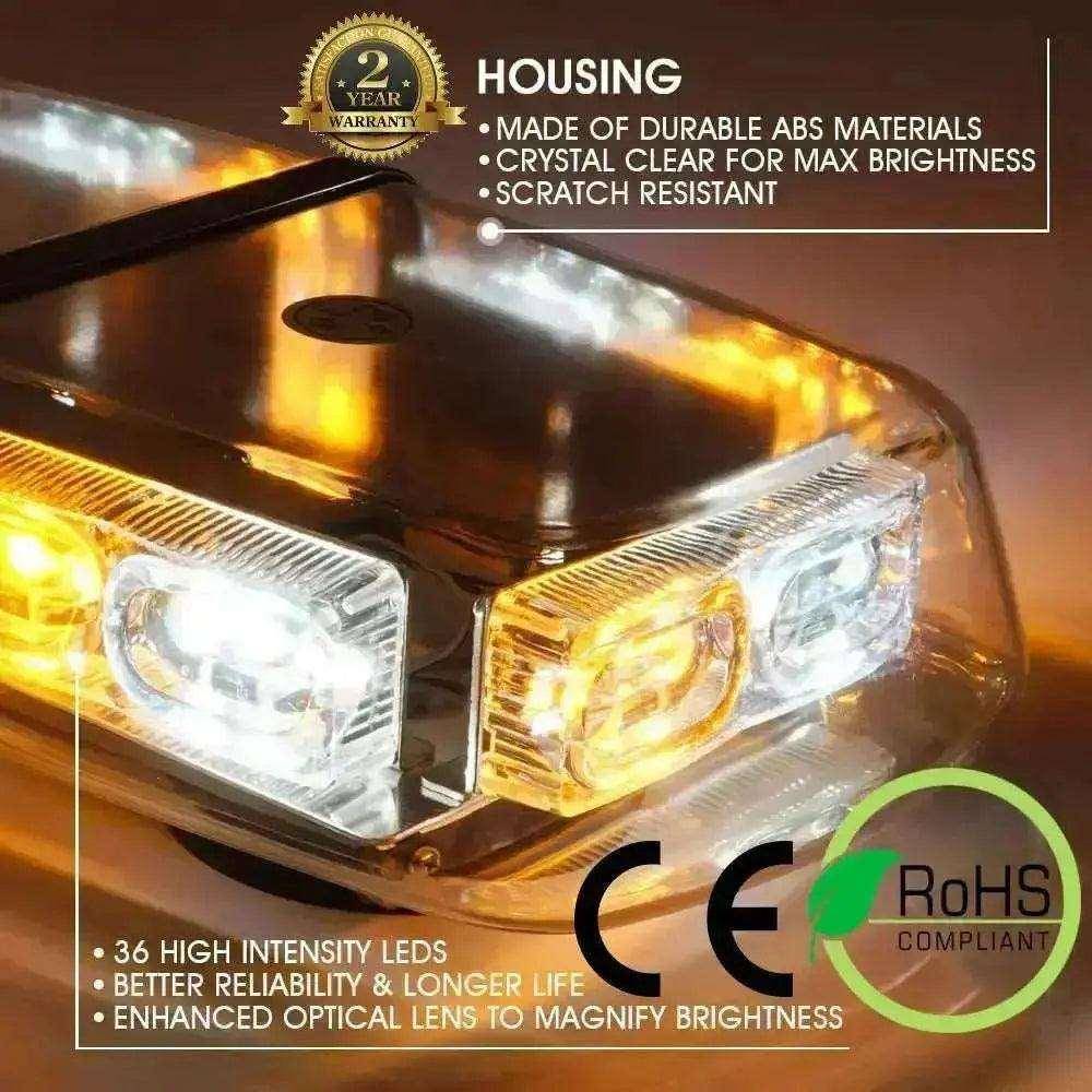[AMBER] LED Rooftop 12 Inch Mini Strobe Lights Bar - Premium Services Technologies 